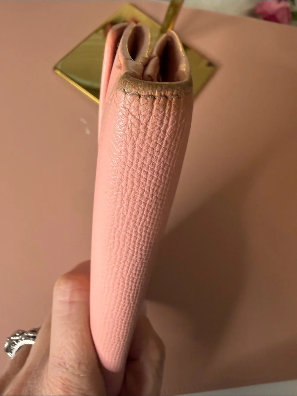 CHANEL Vintage Pink Leather Button Flap Long Wallet Organizer 9-Series
